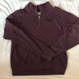 Maroon PINK Quarter zip Sweatshirt